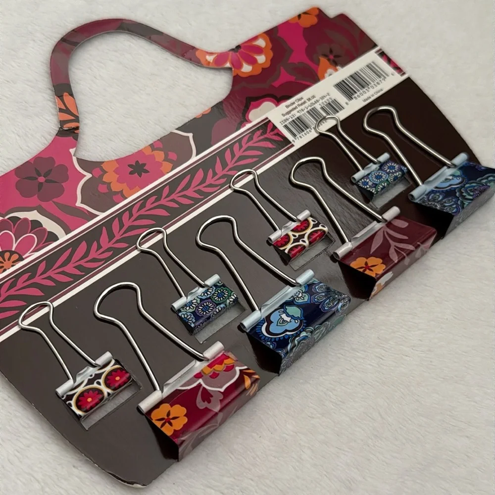 {NWT} Vera Bradley | Carnaby Blue Rhapsody Retired Metal Binder Clips Set (8pc)